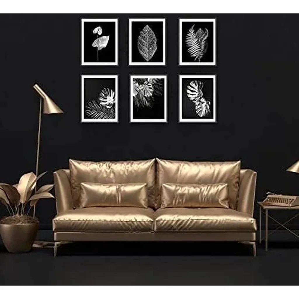 ALAYRA Silver Grey Leaf Wall Art Prints Modern Tropical Botanical Plant Leaf Canvas Prints Poster Black Grey Room Bedroom Office Wall Decor Gallery Wall Art Pictures (Black and Grey, 8"x10" UNFRAMED) - Image 3