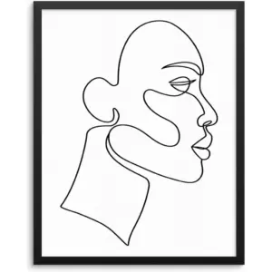 ALAYRA Sincerely, Not Abstract Modern Wall Decor Art Print Poster -UNFRAMED- One Line Black White Minimalist Artwork for Living Room Bedroom Bathroom Home Office (8"x10" SIDE FACE) 01