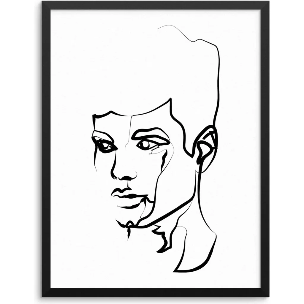 ALAYRA Sincerely, Not Abstract One Line Face Wall Decor Art Print Poster UNFRAMED Modern Minimalist Fashion Artwork for Women's and Men's Bedroom Living Room Bathroom or Home Office (MALE 1 8"x10") 01