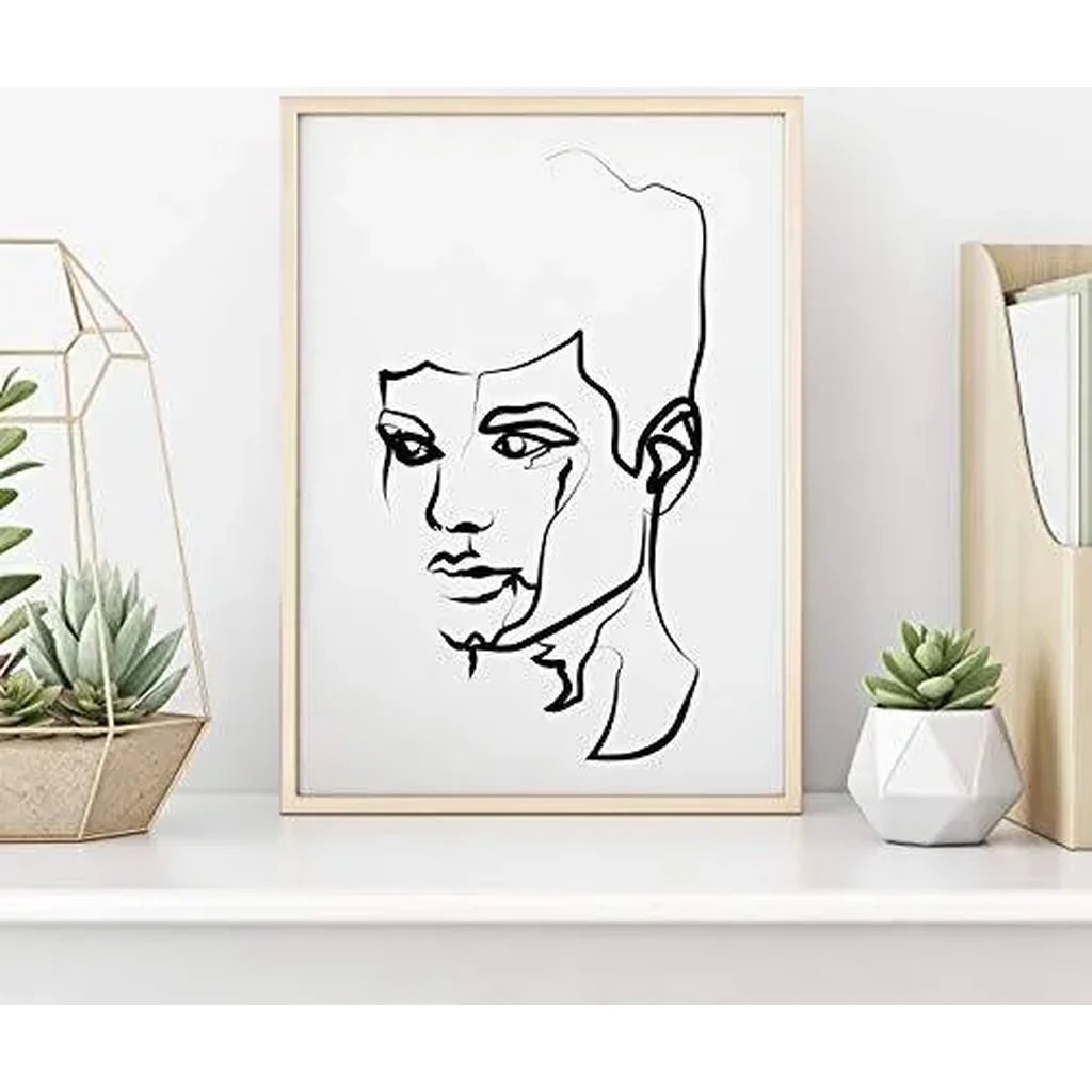ALAYRA Sincerely, Not Abstract One Line Face Wall Decor Art Print Poster UNFRAMED Modern Minimalist Fashion Artwork for Women's and Men's Bedroom Living Room Bathroom or Home Office (MALE 1 8"x10") 01 - Image 5