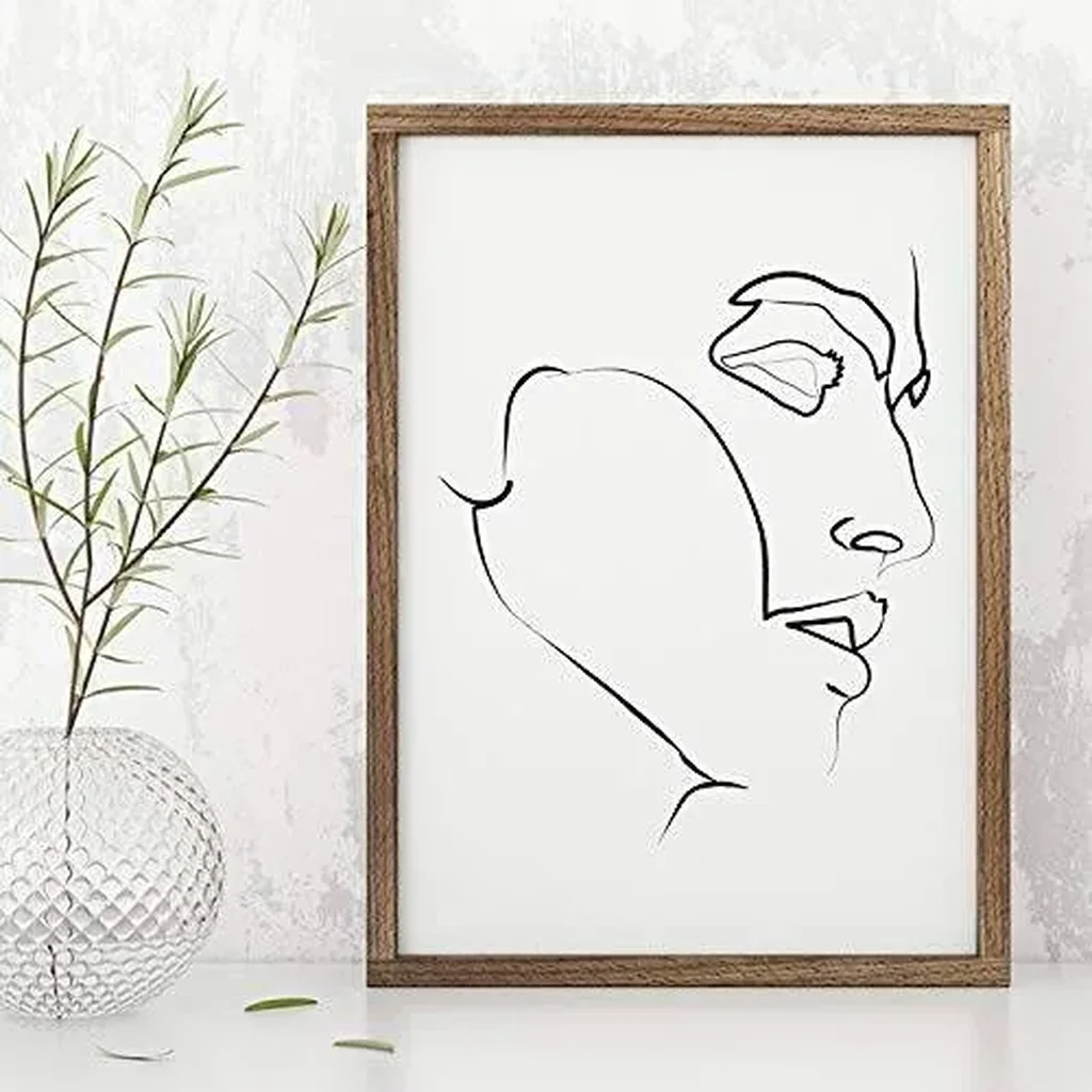 ALAYRA Sincerely, Not Abstract One Line Face Wall Decor Art Print Poster UNFRAMED Modern Minimalist Fashion Artwork for Women's and Men's Bedroom Living Room Bathroom or Home Office (MALE 3 8"x10") 01 - Image 4