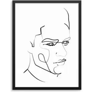 ALAYRA Sincerely, Not Abstract One Line Male Face Wall Decor Art Print Poster UNFRAMED Modern Minimalist Fashion Artwork for Women's and Men's Bedroom Living Room Bathroom or Home Office (MALE 2 11"x1