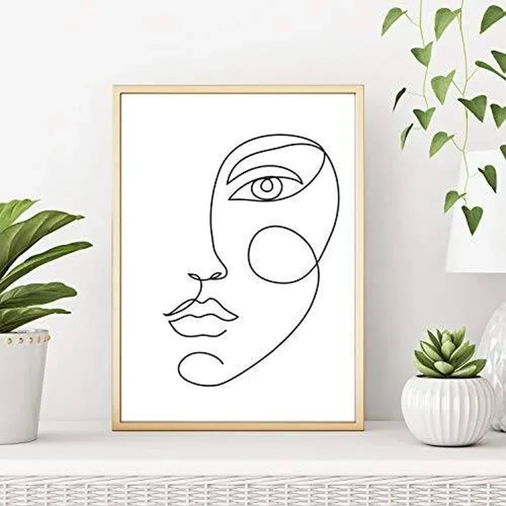 ALAYRA Sincerely, Not Abstract Woman's Wall Decor Art Print Poster UNFRAMED - Modern Minimalist Urban Artwork for Living Room Bedroom Bathroom Home Office Picture Gallery (8"x10" HALF FACE) 01 - Image 2