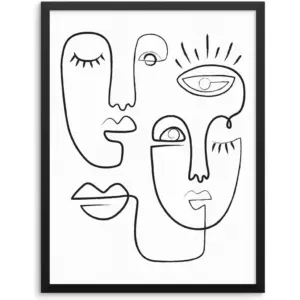 ALAYRA Sincerely, Not Continuous Line Abstract Face Art Print Minimalist Wall Decor Poster 11"x14" UNFRAMED Modern Trendy Fashion Artwork for Living Room Bedroom or Entryway (OPTION 1) 01