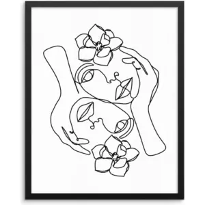 ALAYRA Sincerely, Not Minimalist Line Art Print Abstract Faces with Flowers Wall Poster 11x14 UNFRAMED Fashion Artwork for Bedroom Living Room Bathroom or Home Office (11"x14" OPTION 4) 01