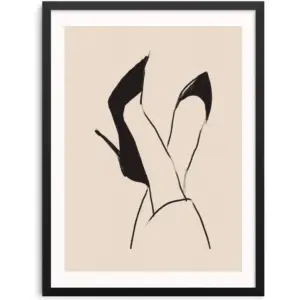 ALAYRA Sincerely, Not Minimalist Line Drawing Art Print Black High Heels Fashion Sketch Wall Decor Poster 11"x14" UNFRAMED 01