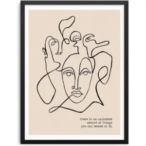 ALAYRA Sincerely, Not Minimalist One Line Art Print Abstract Faces Wall Decor Poster 11"x14" UNFRAMED Inspirational Motivational Quote Artwork for Living Room Bedroom Home Office or Housewarming Gift