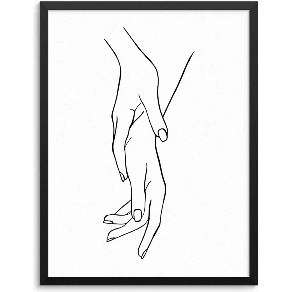 ALAYRA Sincerely, Not Minimalist One Line Art Print Abstract Hands Wall Decor Poster 11"x14" UNFRAMED Modern Black and White Artwork for Living Room Bedroom Home Office or Housewarming Gift 01