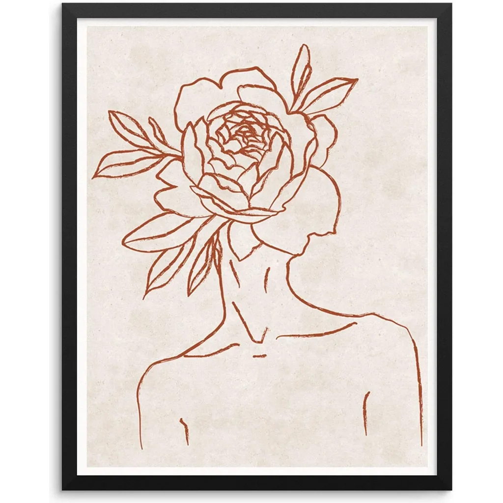 ALAYRA Sincerely, Not One Line Wall Art Print Abstract Woman's Body Shape with Flower Trendy Home Decor Poster 11"x14" UNFRAMED Minimalist Artwork for Living Room Bedroom Bathroom (OPTION 1) 01