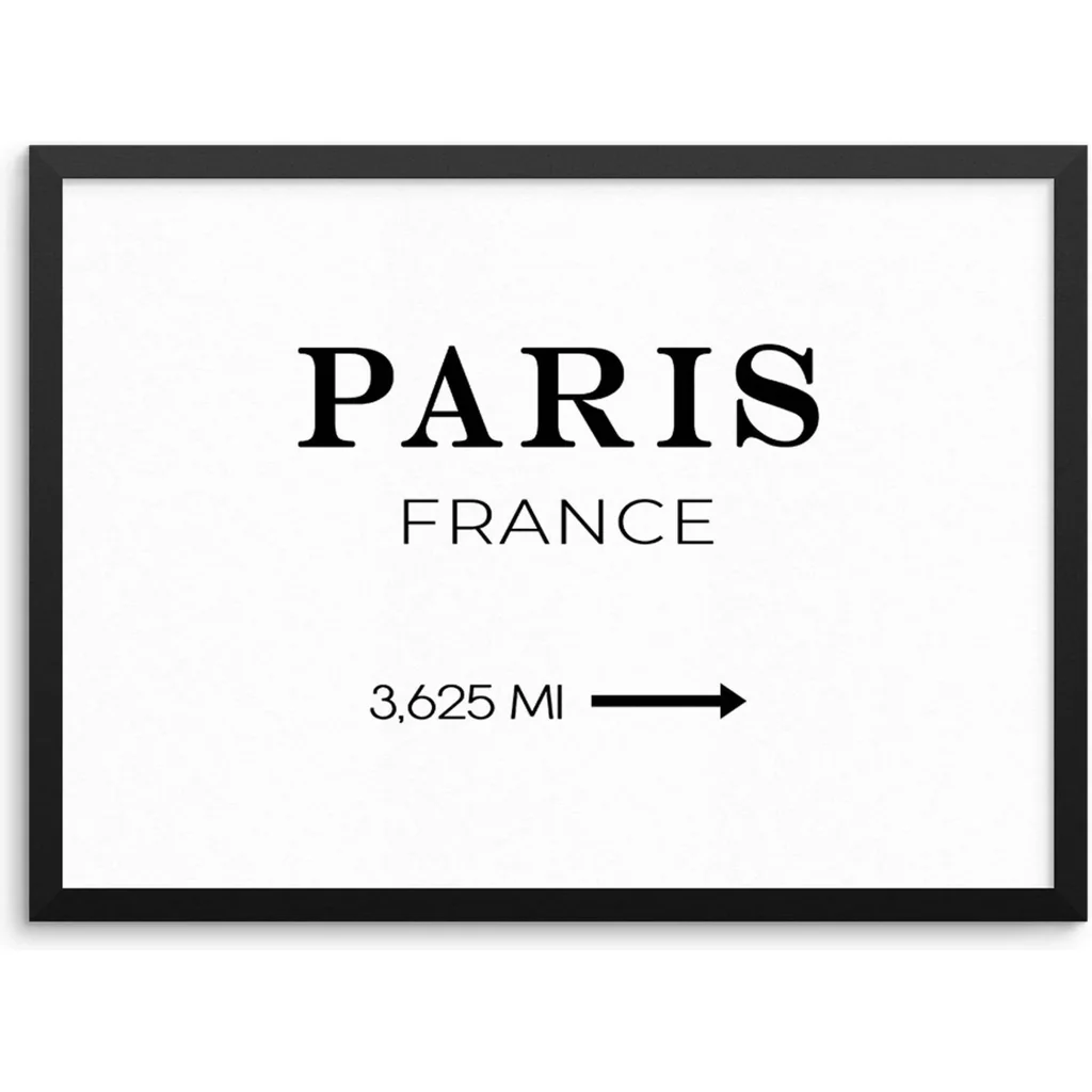 ALAYRA Sincerely, Not Paris City Miles Wall Art Print Travel Poster Sign 11x14 UNFRAMED Minimalist Trendy Fashion Glam Artwork for Bedroom Living Room or Home Office (11"x14" PARIS) 01
