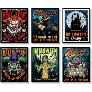 ALAYRA Skull Dark Academia Wall Art Vintage Aesthetic Wall Decor Halloween Skull Moody Canvas Poster Art Painting for Livingroom Bedroom Decoration (C, 8"x10" UNFRAMED) 01