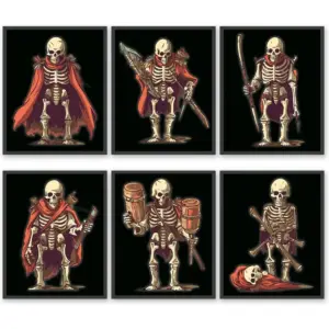 ALAYRA Skull Warrior Wall Art Prints, Skeleton Warrior Art Decor, Gothic Wall Decor, Goth Room Decor, Halloween Decor, Creepy Art Prints Scary Picture for Bedroom Decoration (8"x10" UNFRAMED) 01