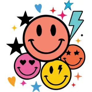 ALAYRA Smiley Face Star Heart PVC Vinyl Stickers Waterproof Decals for Windows, Walls, Laptops & Scrapbooks (30x40 cm) 01