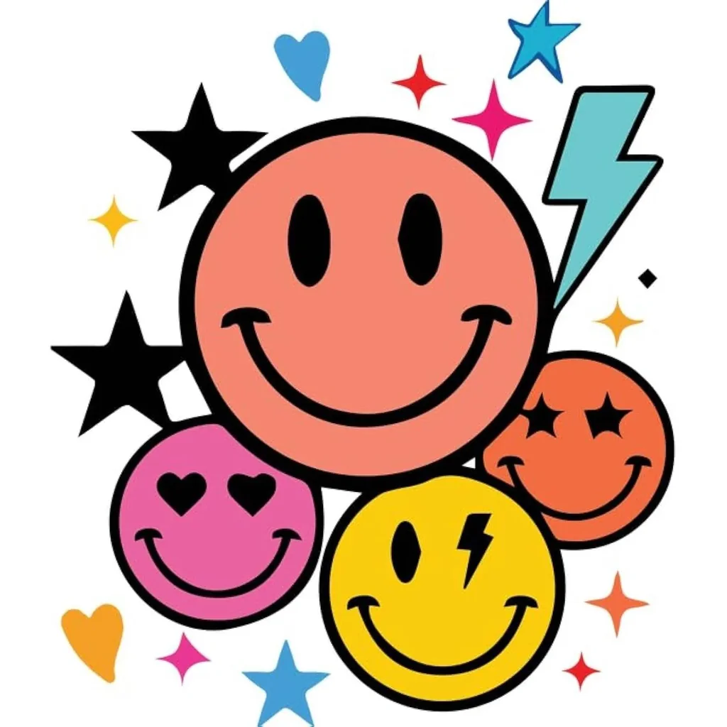 ALAYRA Smiley Face Star Heart PVC Vinyl Stickers Waterproof Decals for Windows, Walls, Laptops & Scrapbooks (30x40 cm) 01 - Image 2