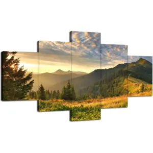 ALAYRA Smoky Mountain Wall Art Tennessee Mountains Landscape Wall Decor Picture Great Smoky Mountains National Park Canvas Print Poster Painting Framed Office Home Living Room Bedroom(60''Wx32''H) 01