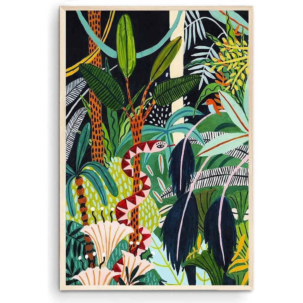 ALAYRA Snake Art Botanical Print Jungle Safari Botanical Illustration Tropical Art Jungle Print Animal Prints Nursery Wall Art Snake Print (Unframed) (11x14) 01 - Image 2