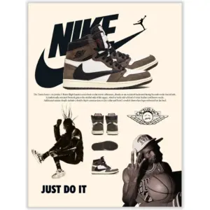ALAYRA Sneaker Poster Unframed - Shoes Poster for Boys Guys Men Room - AJ-Travis Scott - Wall Art Poster Shoes Painting 12x16 inch 01