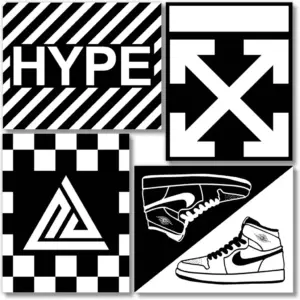 ALAYRA Sneaker Posters (UNFRAMED 8 x 10 Set of 4) Wall Art Shoe Decor Sneakerhead Room Decor Air AJ Teen Boy Room Girl Room Wall Art Prints - Black and White QUAD 01