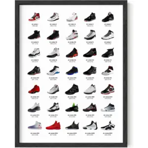 ALAYRA Sneaker Posters for Guys - Michael Jordan Shoes Poster, Sneaker Wall Art Cool Posters for Guys Bedroom, Dope Posters Sneakerhead Room Decor, Shoe Poster Cool Wall Art 12x16 (Unframed) 01