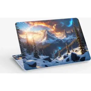 ALAYRA Snowy Mountain Sunrise Scenery Digital Art, Laptop Skin Sticker Decal, 13.3 14 15 15.4 15.6 Inch Laptop Universal Vinyl Skin Sticker Cover, Dustproof, Waterproof, Decal Protector With Free 2 Wr