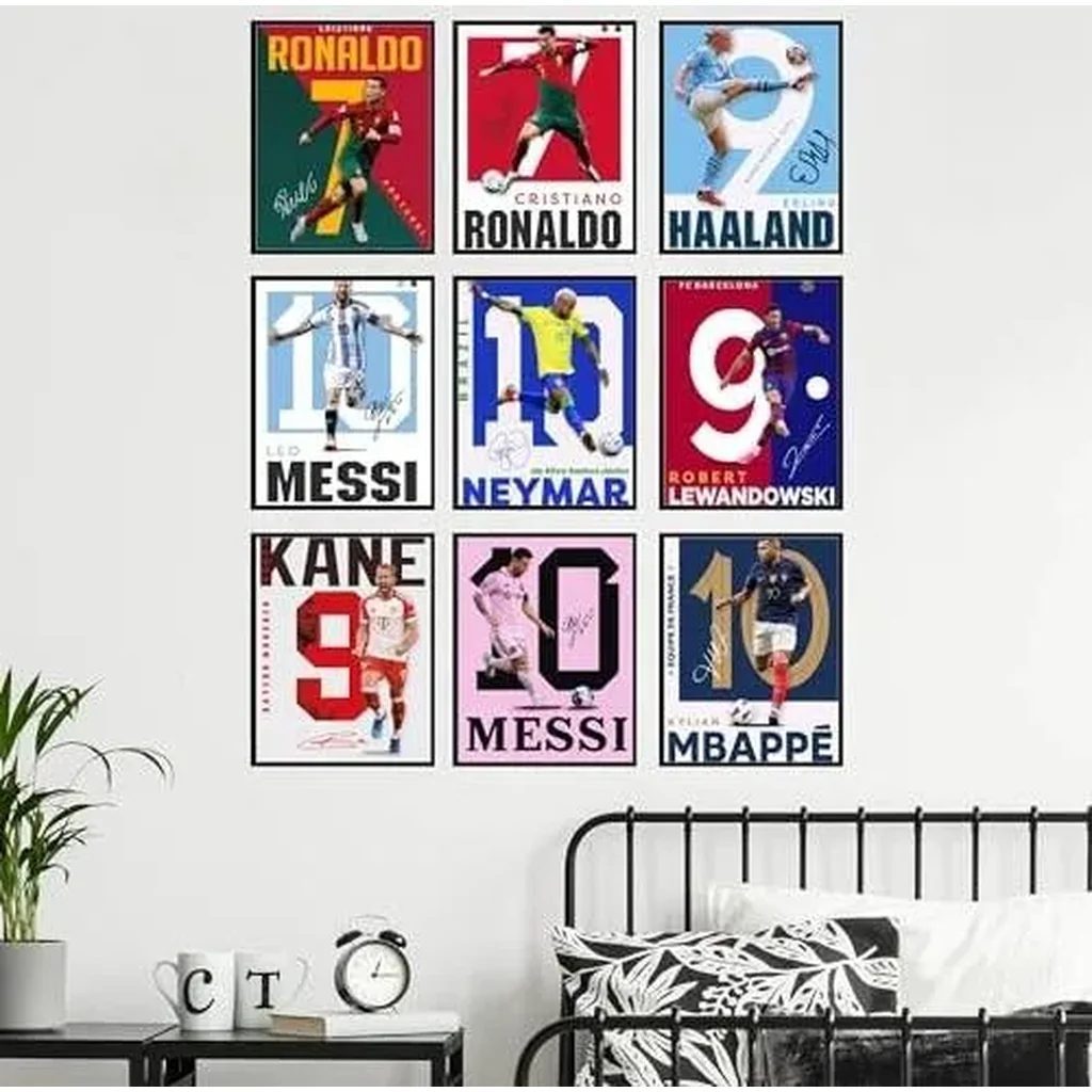 ALAYRA Soccer Poster - Soccer Posters For Boys Bedroom, Messi And Ronaldo Poster, Messi Posters For Boys Bedroom, Soccer Wall Art, Messi Wall Art, Ronaldo Posters - Unframed Set Of 9 (8x10) 01 - Image 2