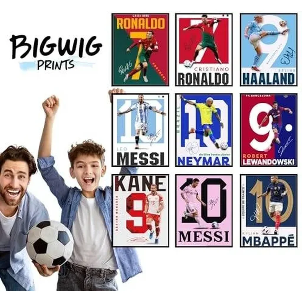 ALAYRA Soccer Poster - Soccer Posters For Boys Bedroom, Messi And Ronaldo Poster, Messi Posters For Boys Bedroom, Soccer Wall Art, Messi Wall Art, Ronaldo Posters - Unframed Set Of 9 (8x10) 01 - Image 3