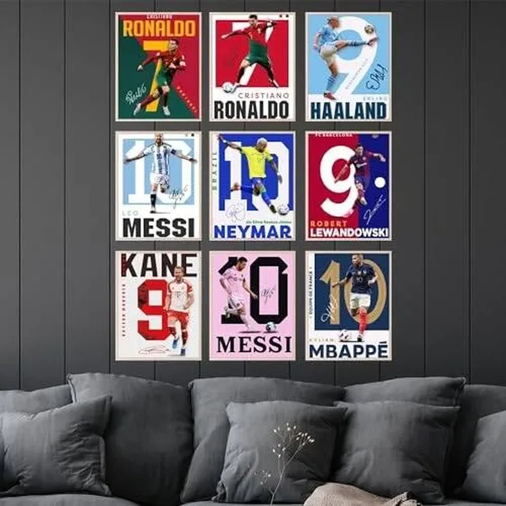 ALAYRA Soccer Poster - Soccer Posters For Boys Bedroom, Messi And Ronaldo Poster, Messi Posters For Boys Bedroom, Soccer Wall Art, Messi Wall Art, Ronaldo Posters - Unframed Set Of 9 (8x10) 01 - Image 4