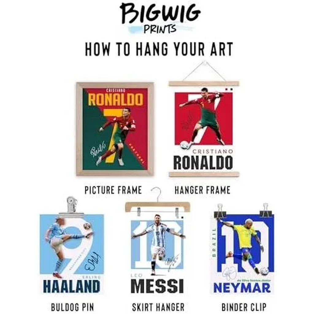 ALAYRA Soccer Poster - Soccer Posters For Boys Bedroom, Messi And Ronaldo Poster, Messi Posters For Boys Bedroom, Soccer Wall Art, Messi Wall Art, Ronaldo Posters - Unframed Set Of 9 (8x10) 01 - Image 5