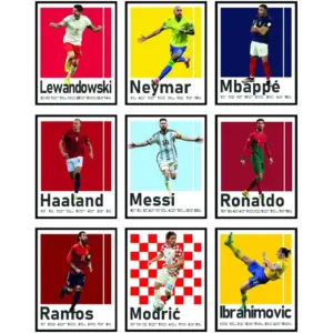 ALAYRA Soccer Posters - Soccer Bedroom Decor For Boys, Messi Soccer Poster, Soccer Room Decor For Boys, Ronaldo And Messi Poster, Messi Posters For Boys Bedroom - Unframed Set Of 9 (8x10) 01