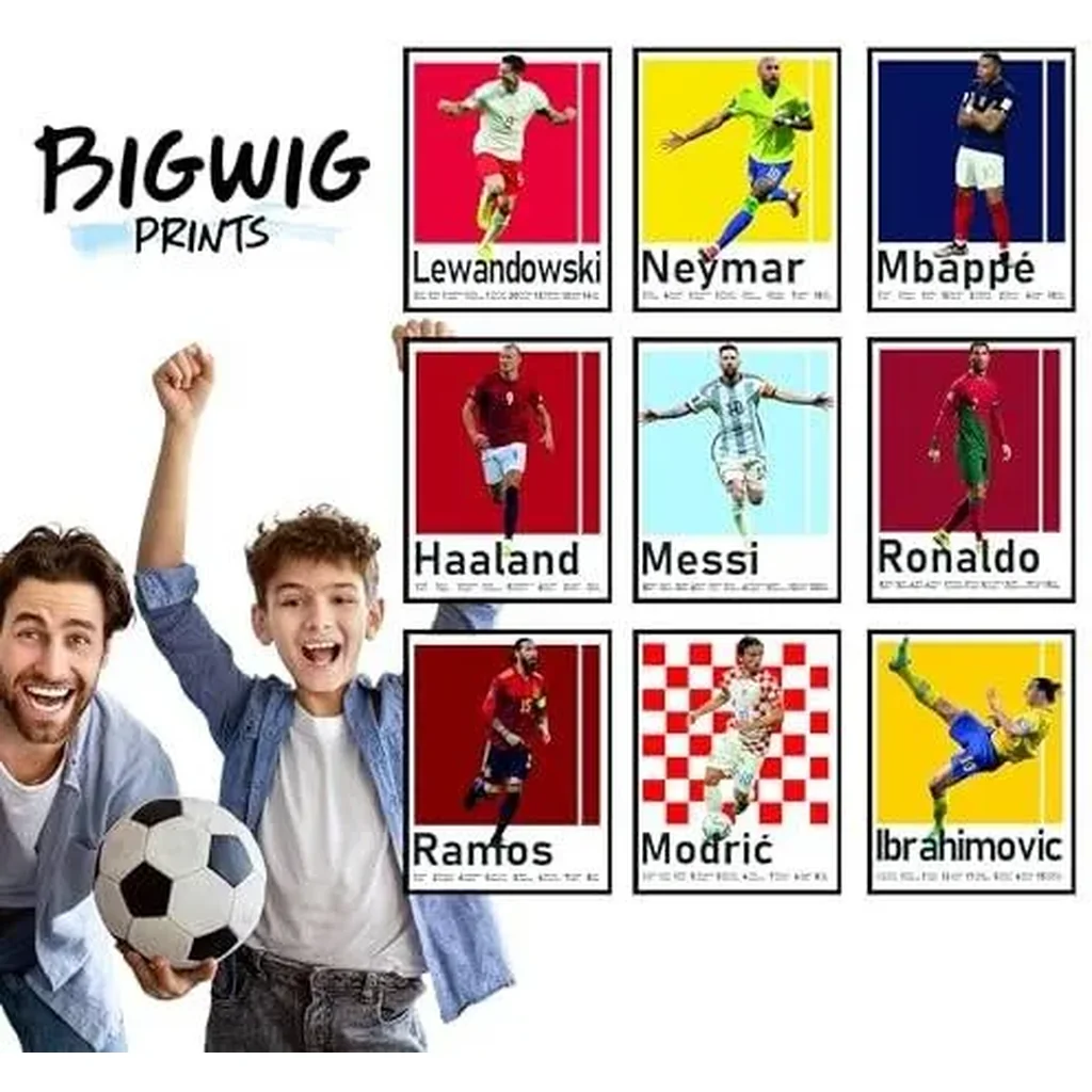 ALAYRA Soccer Posters - Soccer Bedroom Decor For Boys, Messi Soccer Poster, Soccer Room Decor For Boys, Ronaldo And Messi Poster, Messi Posters For Boys Bedroom - Unframed Set Of 9 (8x10) 01 - Image 3