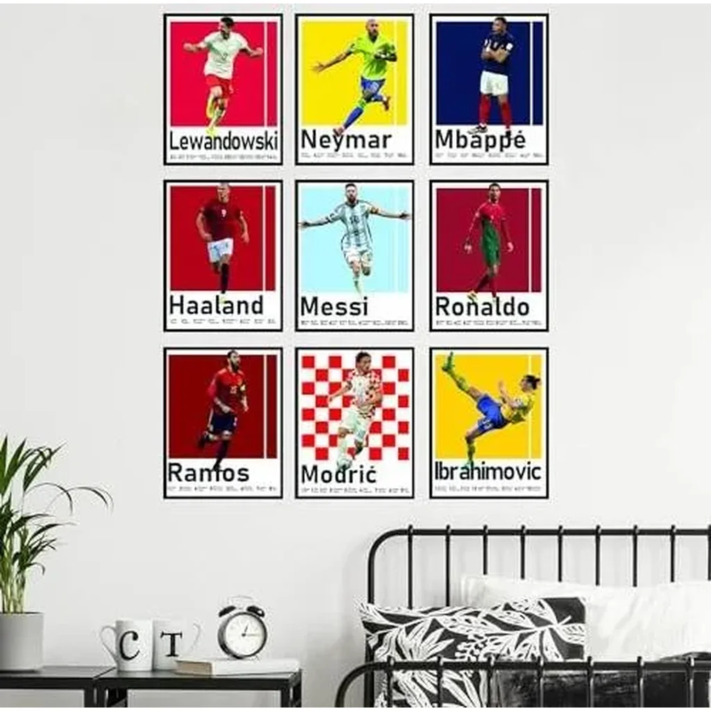 ALAYRA Soccer Posters - Soccer Bedroom Decor For Boys, Messi Soccer Poster, Soccer Room Decor For Boys, Ronaldo And Messi Poster, Messi Posters For Boys Bedroom - Unframed Set Of 9 (8x10) 01 - Image 4