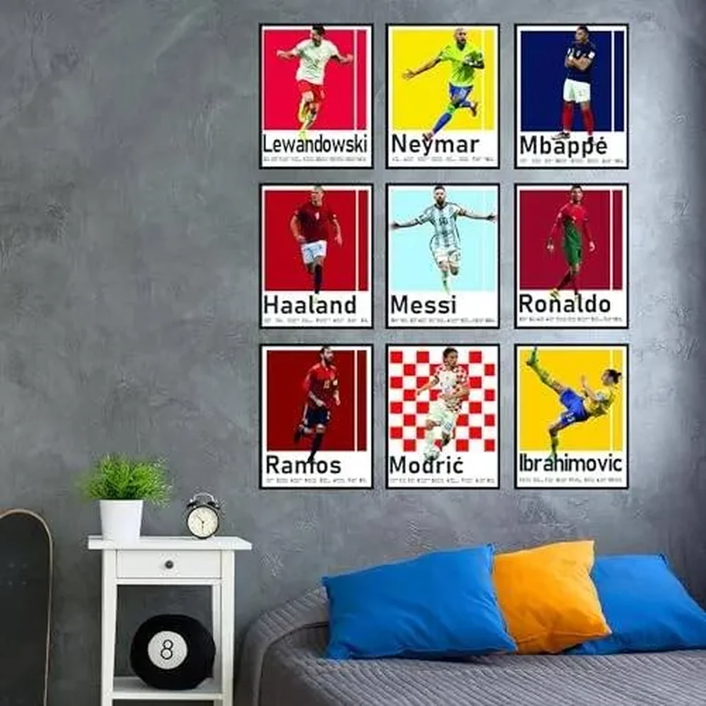ALAYRA Soccer Posters - Soccer Bedroom Decor For Boys, Messi Soccer Poster, Soccer Room Decor For Boys, Ronaldo And Messi Poster, Messi Posters For Boys Bedroom - Unframed Set Of 9 (8x10) 01 - Image 5
