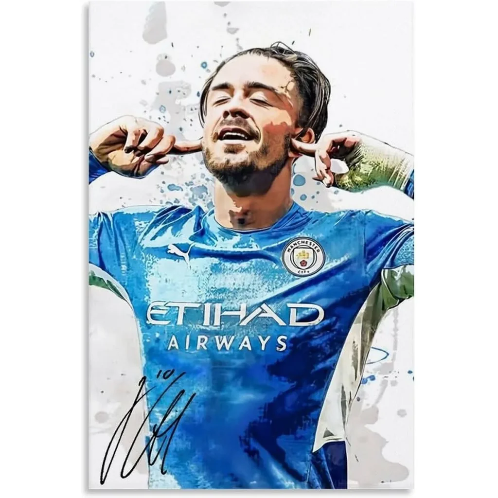 ALAYRA Soccer Star Jack Grealish Art Poster Personality Decorative Painting Canvas Wall Art Living Room Aesthetic Posters Bedroom Painting. Unframe-style, 12x18inch(30x45cm) 01