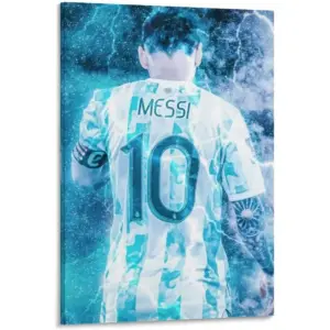 ALAYRA Soccer Star Poster-Lionel Messi Canvas Poster-For Boy Bedroom Football Room GYM Wall Decor-Best Gifts for Football Fans-12inx18in (Messi-2(Frame)) 01