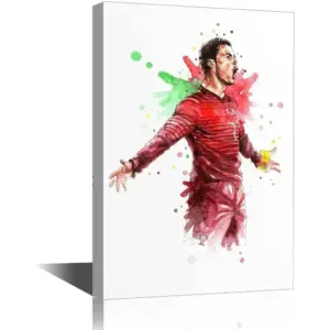 ALAYRA Soccer Superstar Messi PSG Poster Canvas Wall Art Decorative Paintings Sports Theme Design 1 Piece Home Decor Modern Aesthetics Bedroom Gym Decoration Framed Ready to Hang 18x12 in 01