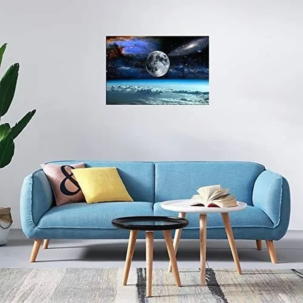 ALAYRA Space View From Earth Space Canvas Wall Art Landscape Modern Decor Canvas Wall Art Painting Decor Abstract Canvas for Living Room Bedroom Kitchen Home and Office Wall Decor 01 - Image 2