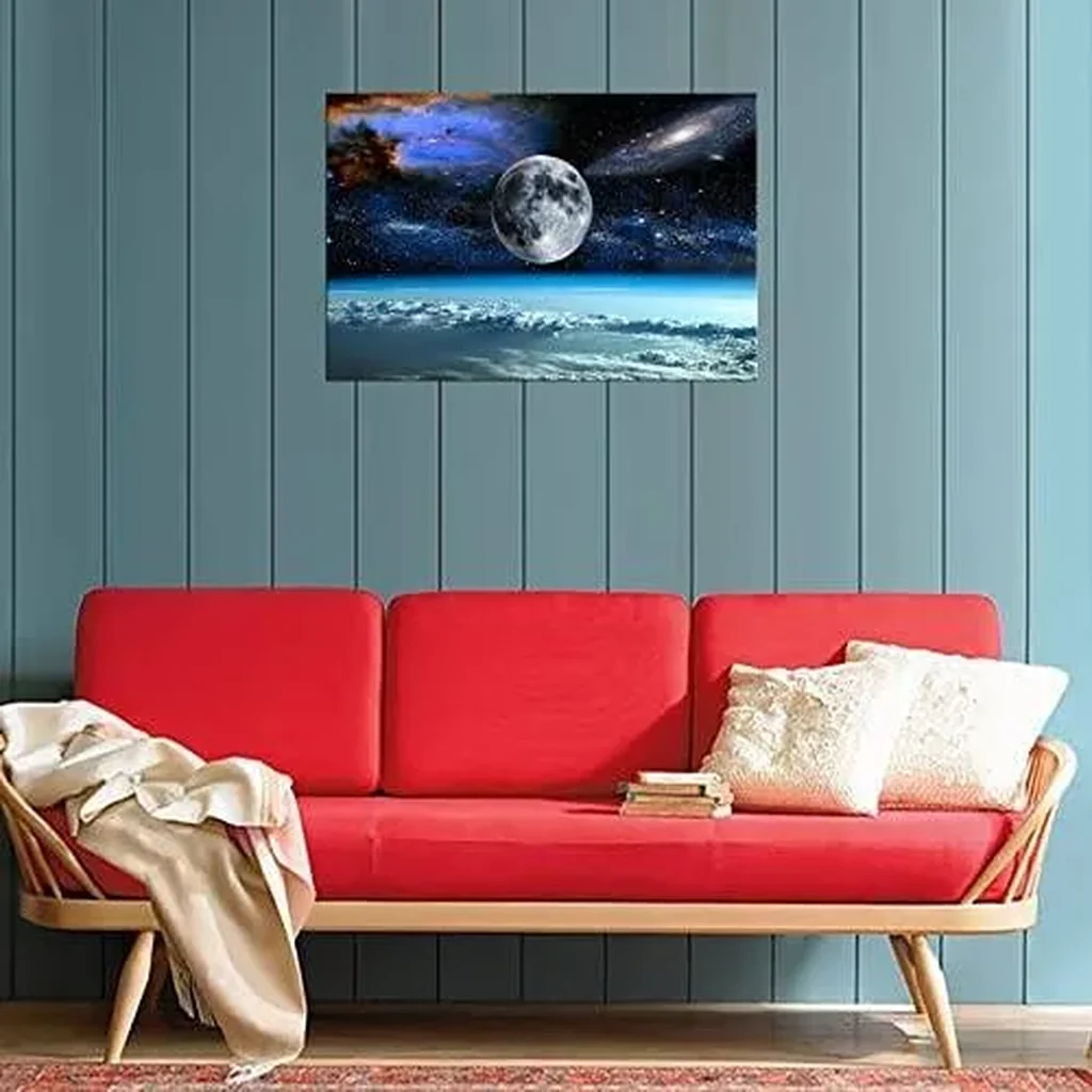 ALAYRA Space View From Earth Space Canvas Wall Art Landscape Modern Decor Canvas Wall Art Painting Decor Abstract Canvas for Living Room Bedroom Kitchen Home and Office Wall Decor 01 - Image 3