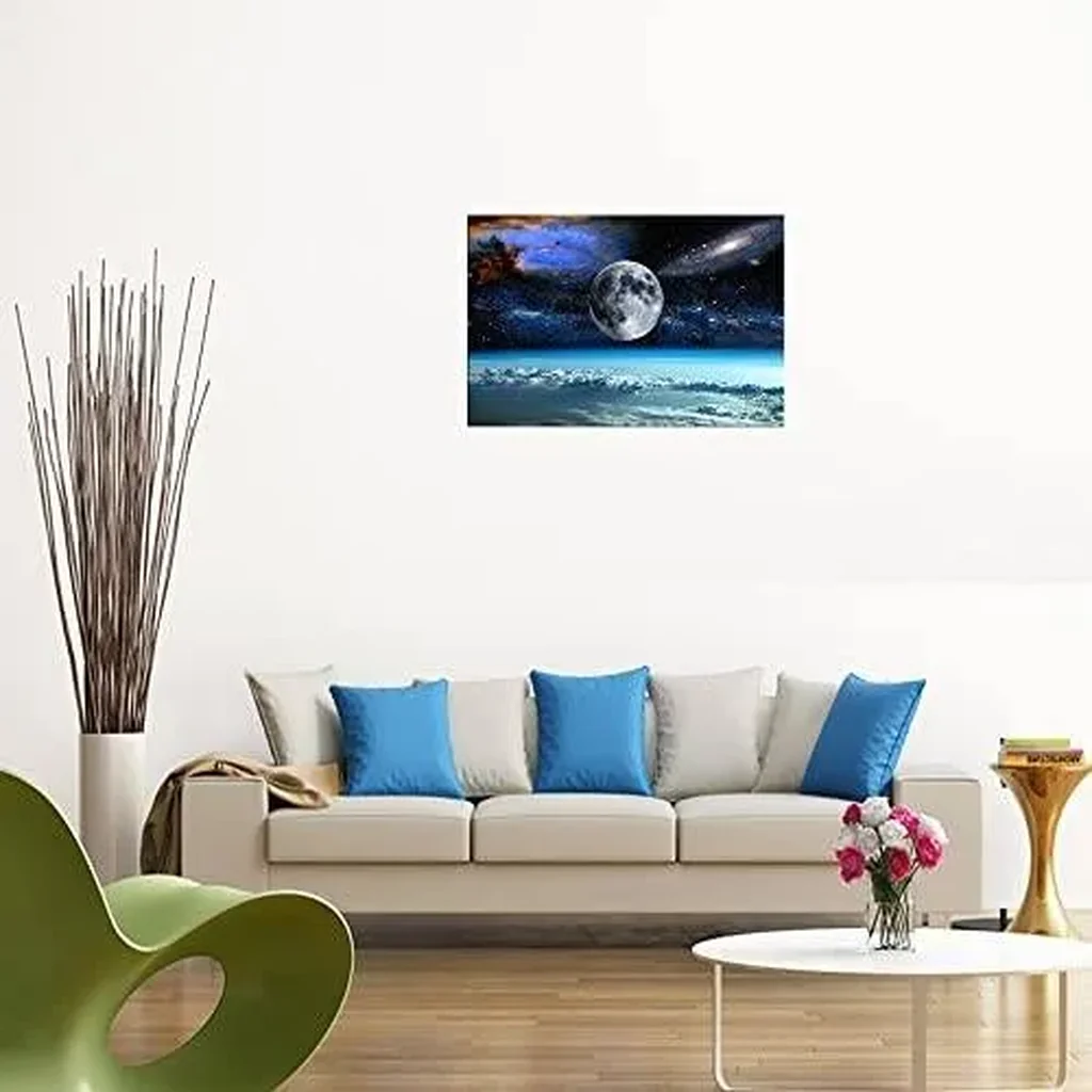 ALAYRA Space View From Earth Space Canvas Wall Art Landscape Modern Decor Canvas Wall Art Painting Decor Abstract Canvas for Living Room Bedroom Kitchen Home and Office Wall Decor 01 - Image 4