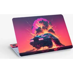 ALAYRA Sports Car Burning Explosion Digital Art, Laptop Skin Sticker Decal, 13.3 14 15 15.4 15.6 Inch Laptop Universal Vinyl Skin Sticker Cover, Dustproof, Waterproof, Decal Protector With Free 2 Wris