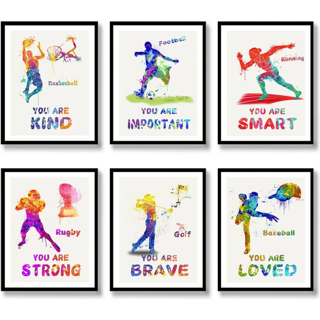 ALAYRA Sports Wall Art Posters spots Wall Decor Prints Motivational Quote Room Decor Photo Pictures for Kids Boys Nursery Bedroom Decorations (11"x14" UNFRAMED) 01