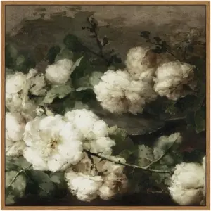 ALAYRA Square Framed Canvas Wall Art, Vintage Floral Rustic Roses Flower Wall Art for Living Room, Flowers Wall Art Prints, Flower Pictures for Bedroom Living Room Aesthetic Wall Decor 12"x12" 01