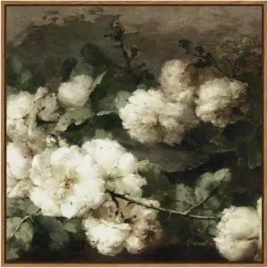 ALAYRA Square Framed Canvas Wall Art, Vintage Floral Rustic Roses Flower Wall Art Prints for Living Room, Flowers Pictures for Bedroom Living Room Aesthetic Home Decor 16"x16" 01