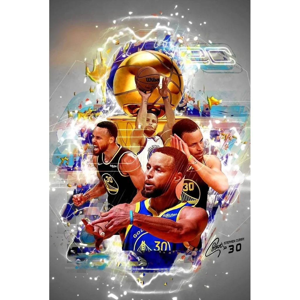 ALAYRA Stephen Curry Canvas Poster, Success Poster Champion Wall Art, Inspirational Basketball Poster for Man Cave Boys Room Office Decor, Golden State Warriors, Stephen Curry Art Print, 16"x24" - Unf