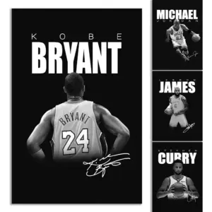 ALAYRA Stephen Curry, Bryant, LeBron Basketball Canvas Posters Wall Art Prints Gifts for Boys and Girls Living Room Bedroom Decor (Unframed 8x12inch-4pcs) 01