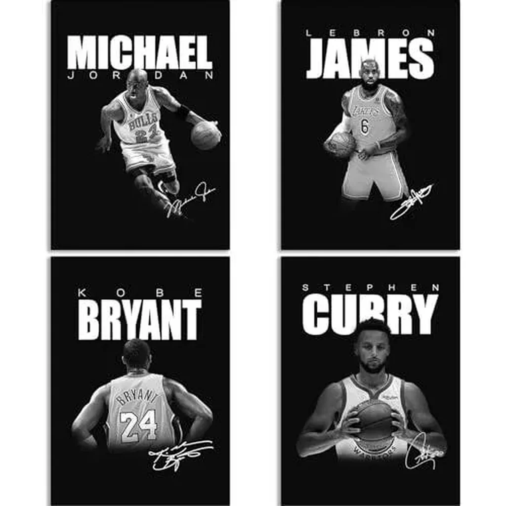 ALAYRA Stephen Curry, Bryant, LeBron Basketball Canvas Posters Wall Art Prints Gifts for Boys and Girls Living Room Bedroom Decor (Unframed 8x12inch-4pcs) 01 - Image 2