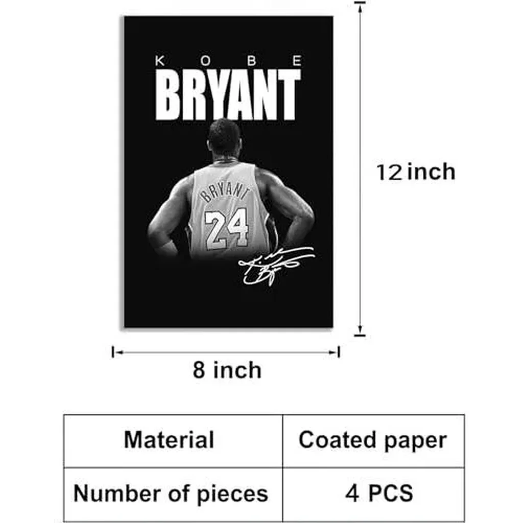 ALAYRA Stephen Curry, Bryant, LeBron Basketball Canvas Posters Wall Art Prints Gifts for Boys and Girls Living Room Bedroom Decor (Unframed 8x12inch-4pcs) 01 - Image 3