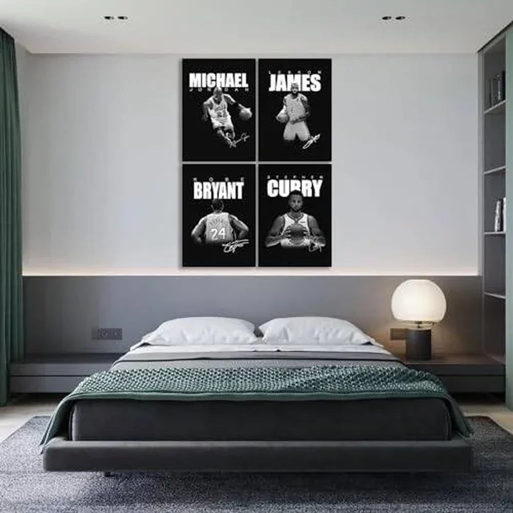 ALAYRA Stephen Curry, Bryant, LeBron Basketball Canvas Posters Wall Art Prints Gifts for Boys and Girls Living Room Bedroom Decor (Unframed 8x12inch-4pcs) 01 - Image 4