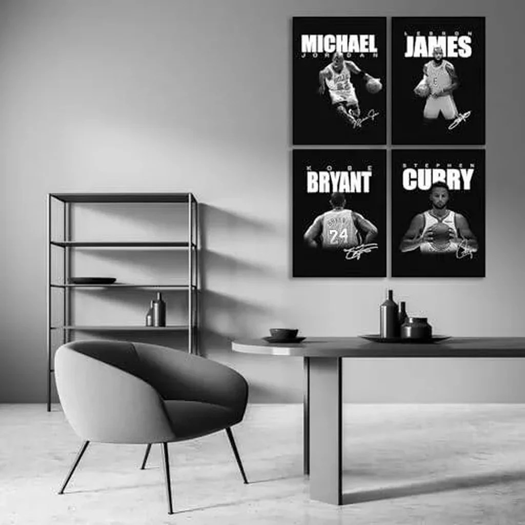 ALAYRA Stephen Curry, Bryant, LeBron Basketball Canvas Posters Wall Art Prints Gifts for Boys and Girls Living Room Bedroom Decor (Unframed 8x12inch-4pcs) 01 - Image 5
