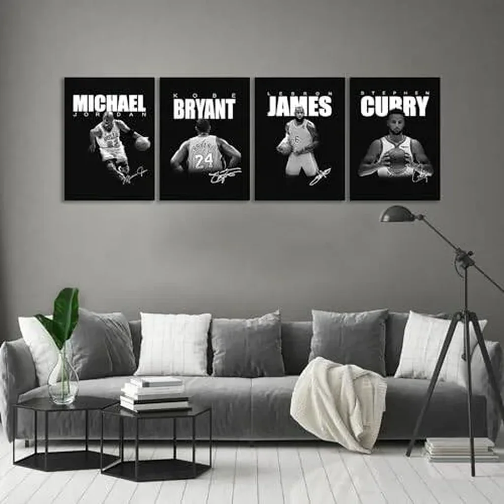 ALAYRA Stephen Curry, Bryant, LeBron Basketball Canvas Posters Wall Art Prints Gifts for Boys and Girls Living Room Bedroom Decor (Unframed 8x12inch-4pcs) 01 - Image 6