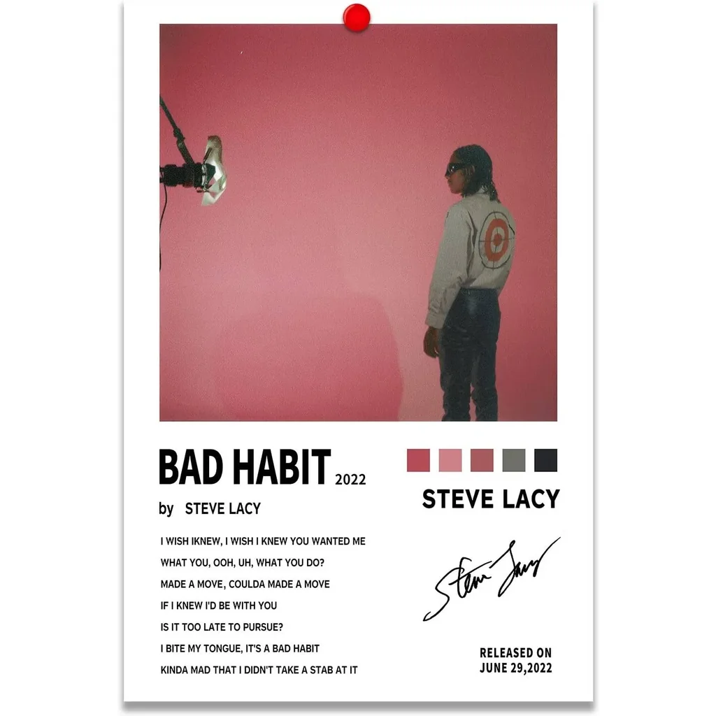 ALAYRA Steve Lacy Poster Bad Habit Album Cover Posters Music Artist Canvas Poster Art Deco for Living Room Office Decoration Poster 12"x 18" Unframe 01